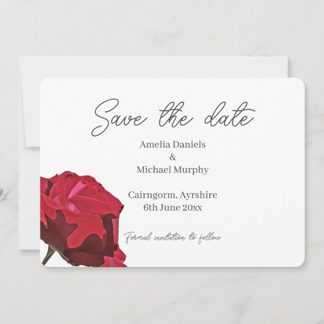 Rote Rose Save The Date (Vorderseite)