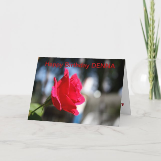 ROTE ROSE SCHLIESSEN BIRTHDAY-Karte Karte (Vorderseite)