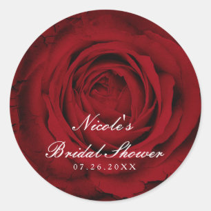 Rote Rose schöne Blumen elegante Hochzeitsparty Runder Aufkleber