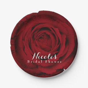 Rote Rose schöne Blumen elegante Party individuell Pappteller
