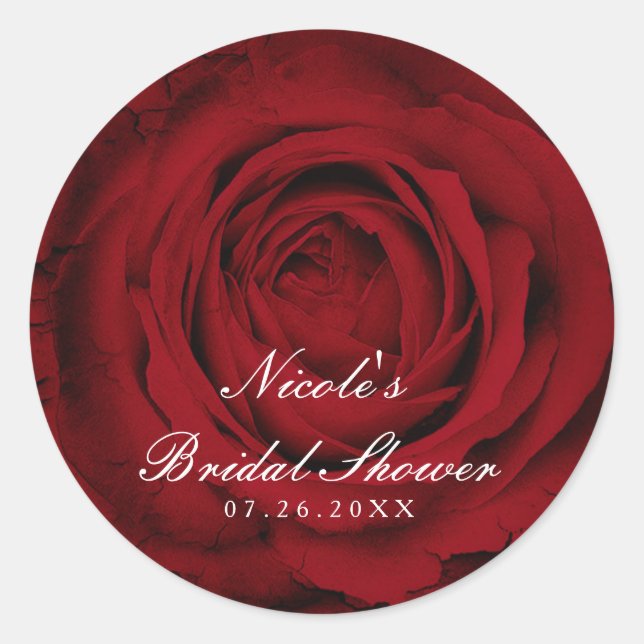 Rote Rose Schöne Blumenpracht Elegantes Hochzeitss Runder Aufkleber (Vorderseite)