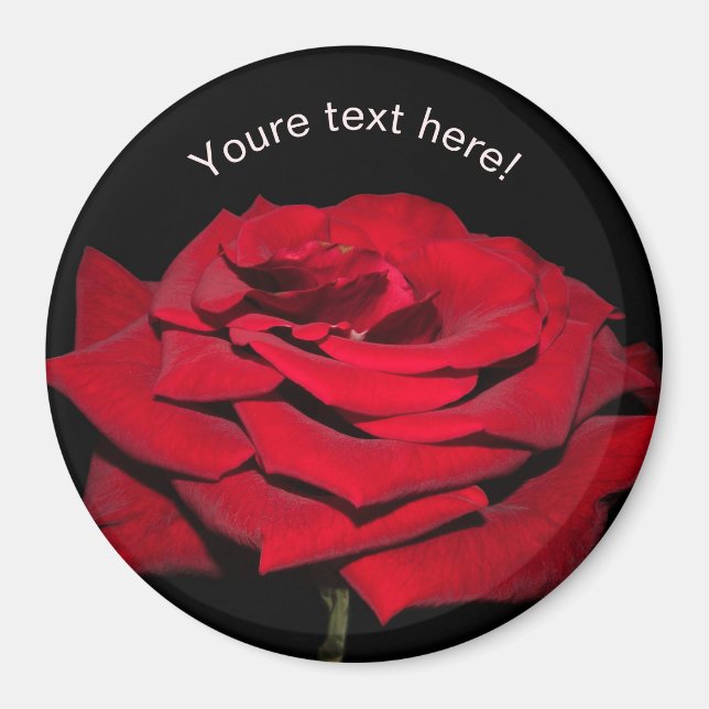 Rote Rose - Schwarz Magnet (Vorne)