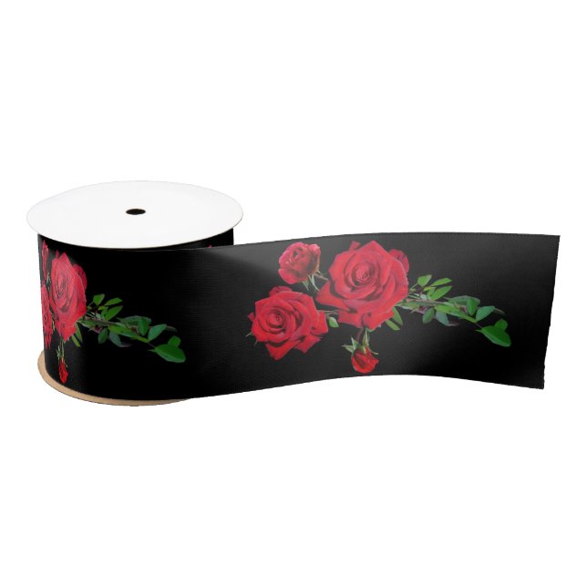 Rote Rose Schwarzer Hintergrund Satin Ribbon Satinband (Spule)