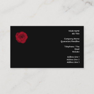 Rote Rose. Schwarzer Hintergrund Visitenkarte
