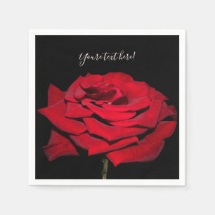 Rote Rose - Schwarzes Serviette