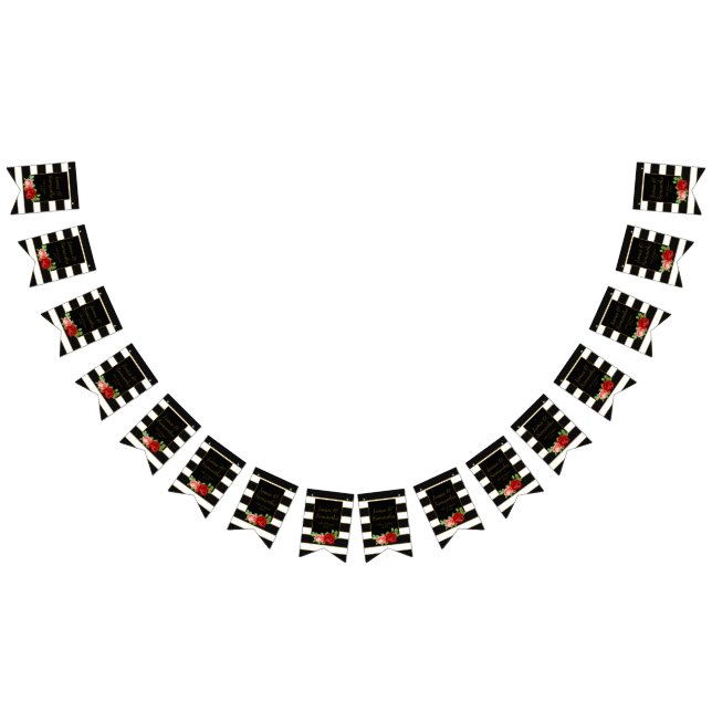 Rote Rose, Schwarzes, Weiß u. Goldstreifen - Wimpelkette (Alle)