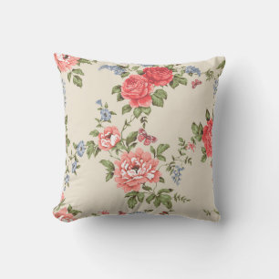 ROTE ROSE SEAMLESS PATTER MIT BLUE BELLSpattern,f Kissen