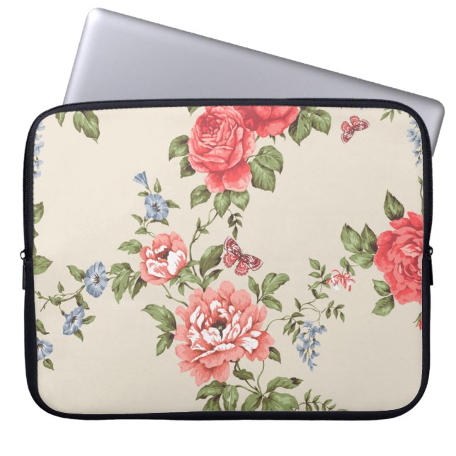 ROTE ROSE SEAMLESS PATTER MIT BLUE BELLSpattern,f Laptopschutzhülle (Vorderseite)