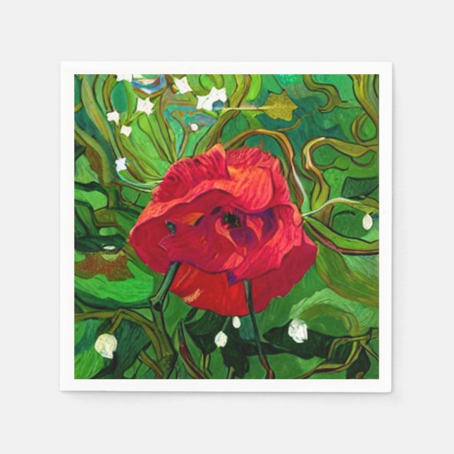 ROTE ROSE  SERVIETTE (Vorderseite)