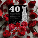 Rote Rose Silver Diamond Dress Black 40. Geburtsta Einladung<br><div class="desc">Rote Rose Silver Diamond Dress Black 40. Geburtstag Einladung Siehe Matching Kollektion in Nest und Nest Store</div>