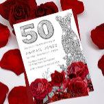 Rote Rose Silver Diamonte Kleid 50. Geburtstag Einladung<br><div class="desc">Rote Rose Silver Diamonte Kleid 50. Geburtstag Einladung Siehe Matching Kollektion in Nest und Nest Store</div>