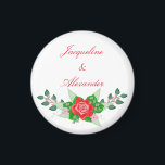 Rote Rose Simple Wedding Theme Party Gefallen Magn Magnet<br><div class="desc">Schöne rote Rose-Themenmagnete Gastgeschenken mit dem Namen der Braut und Bräutigam sind das perfekte Gastgeschenk für Ihren Polterabend oder Hochzeitsempfang! Außerdem können Sie editieren,  um anderen Text hinzuzufügen,  den Sie möchten!</div>