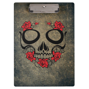 Rote Rose Skull Klemmbrett