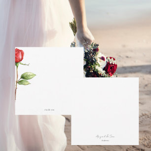 Rote Rose Stem Personalisiert Square Wedding Dankeskarte