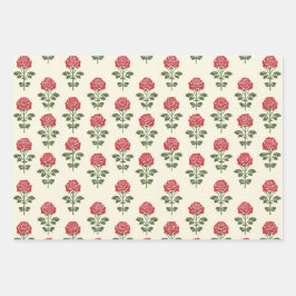 Rote Rose Stift Muster Wrapping Paper Geschenkpapier Set