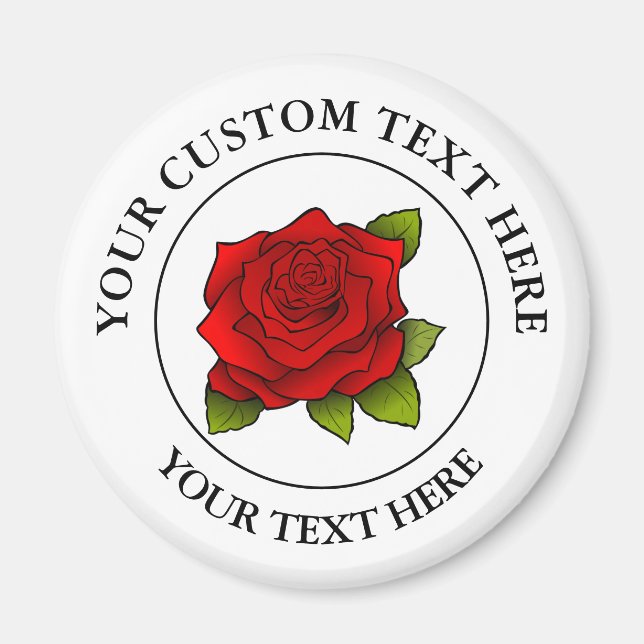 Rote Rose-Symbol-Logo Magnet (Vorne)