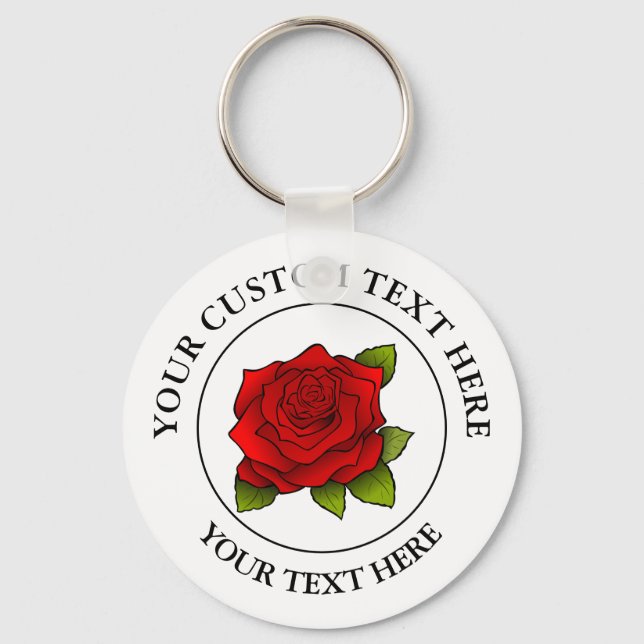 Rote Rose-Symbol-Logo Schlüsselanhänger (Vorderseite)