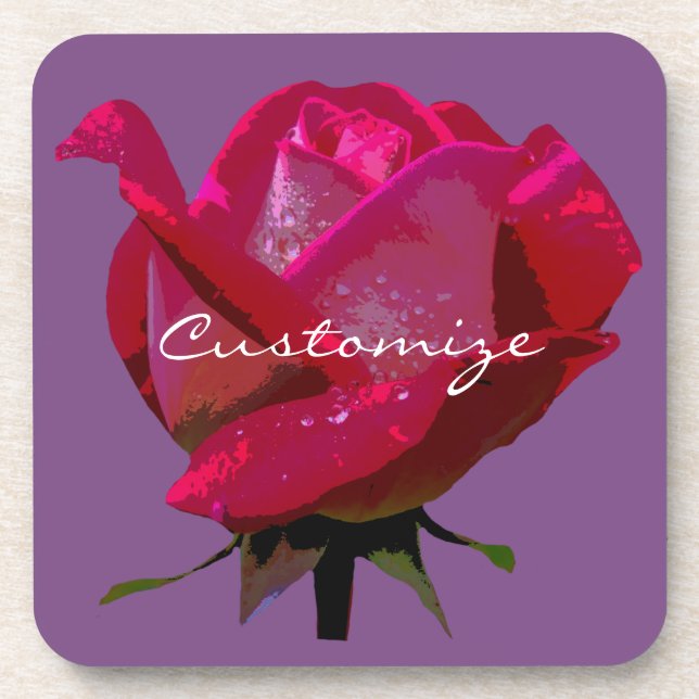 rote Rose Thunder_Cove Getränkeuntersetzer (Vorderseite)