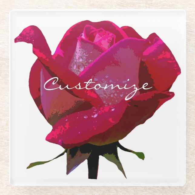 rote Rose Thunder_Cove Glasuntersetzer (Vorderseite)