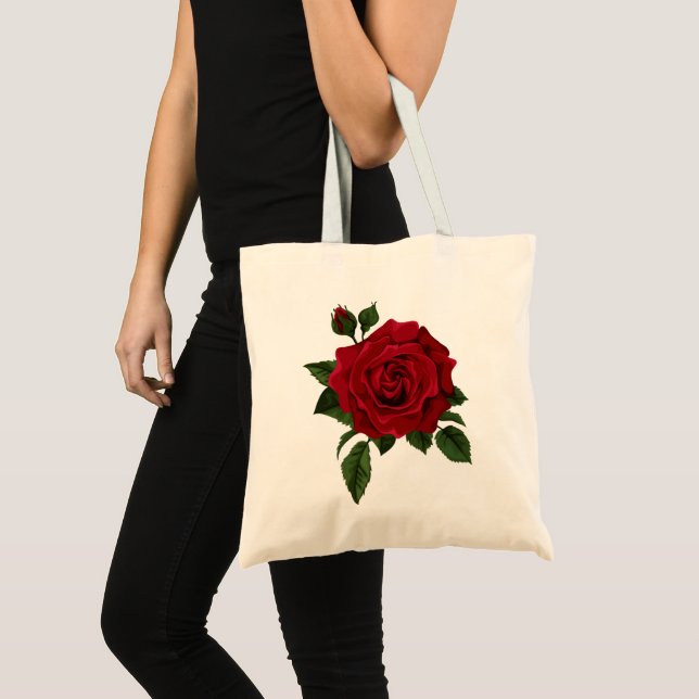 Rote Rose Tote Bag Tragetasche (Vorderseite (Produkt))