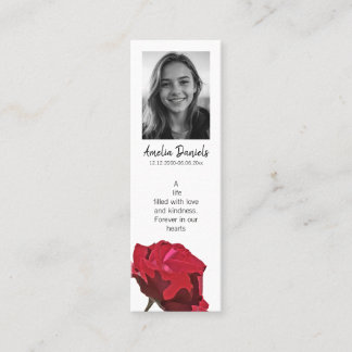 Rote Rose-Trauer-Mini-Lesezeichenkarte Mini Visitenkarte
