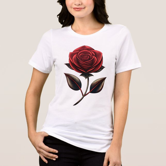 rote Rose Tri-Blend Shirt (Vorderseite)