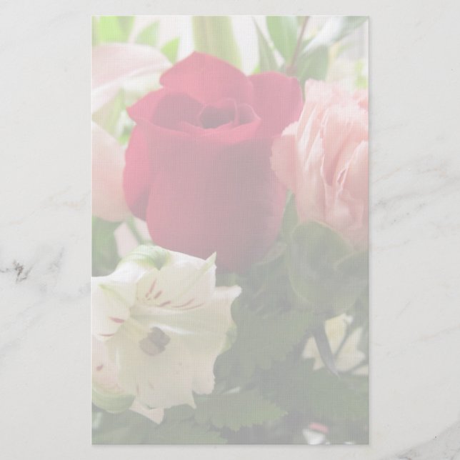 Rote Rose u. Lilien transparent Briefpapier (Vorderseite)