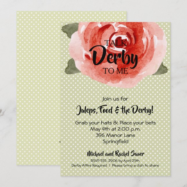 Rote Rose über Limone Derby-Party Einladungen (Vorne/Hinten)
