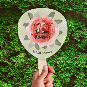 Rote Rose über Polka Dots Derby Brautparty Fächer