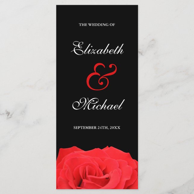 Rote Rose- und Black-Wedding-Programm Programm (Vorderseite)