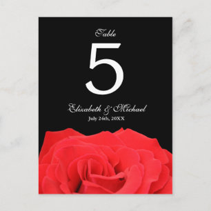 rote Rose und Black Wedding Tischnummer