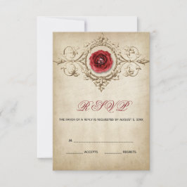 Rote Rose und Blumendekoration RSVP Karte