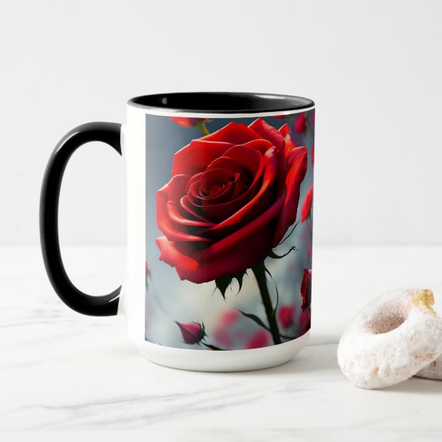 Rote Rose und Buß, Kaffee-Tasse Tasse (Mit Donut)