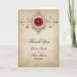Rote Rose und Dekoration Dankeskarte