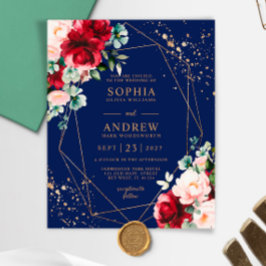 Rote Rose und Einladung zum Hochzeitsfeiern