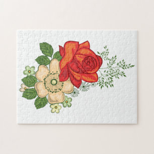 Rote Rose und Gänseblümchen