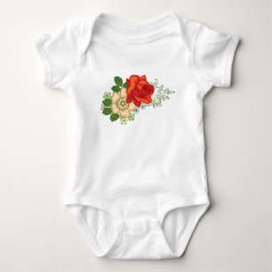 Rote Rose und Gänseblümchen Baby Strampler