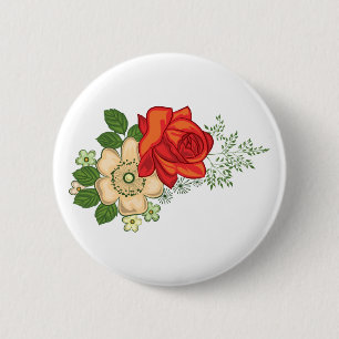 Rote Rose und Gänseblümchen Button