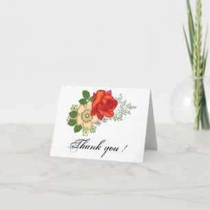 Rote Rose und Gänseblümchen Dankeskarten Dankeskarte