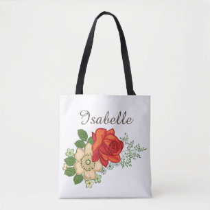 Rote Rose und Gänseblümchen Tasche