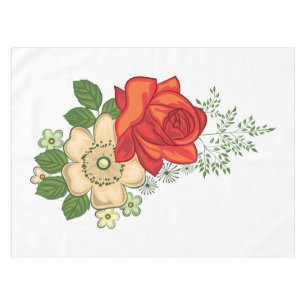 Rote Rose und Gänseblümchen Tischdecke
