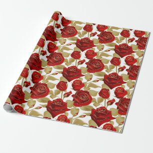 Rote Rose und Gold Geschenkpapier