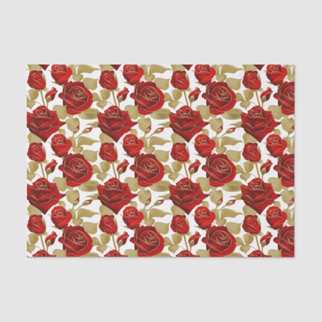 Rote Rose und Gold Seidenpapier (Vorderseite)