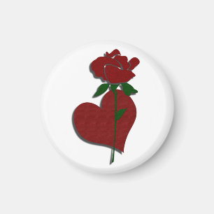 Rote Rose und Herzmagnet Magnet