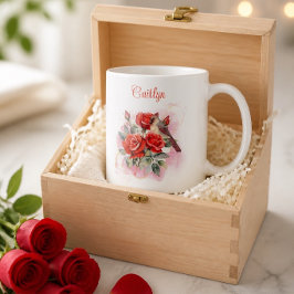 Rote Rose und Kardinal Personalisiert Kaffee Tasse