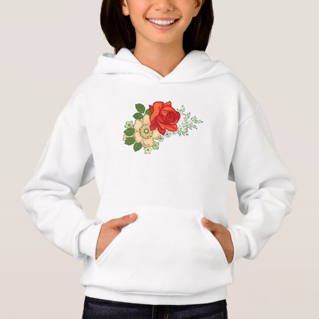 Rote Rose und Milchprodukte Hoodie (Vorderseite)