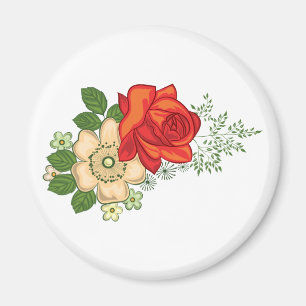 Rote Rose und Milchprodukte Magnet