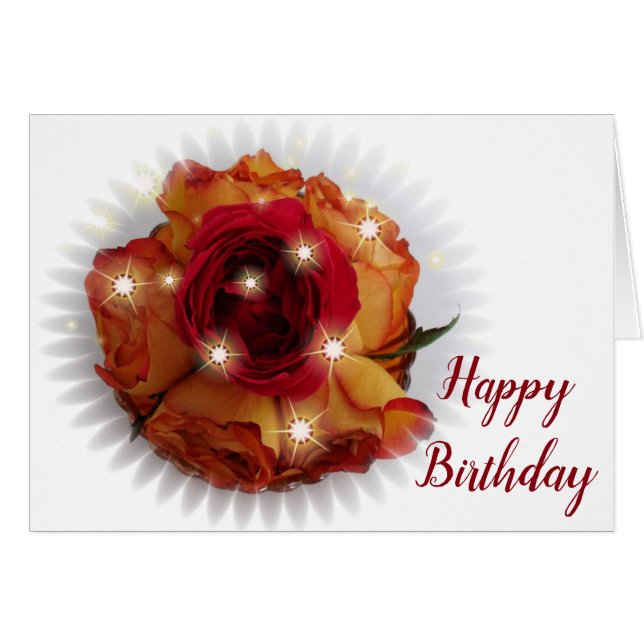 Rote Rose und Orangen und Gelb (Vorderseite (Horizontal))