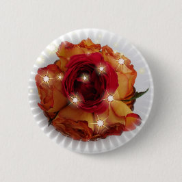 Rote Rose und Orangen und Gelb Button