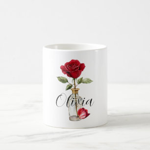 Rote Rose und Petal Kaffeetasse
